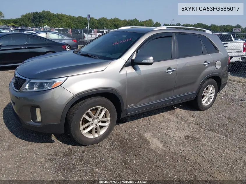 2015 Kia Sorento Lx VIN: 5XYKTCA63FG585017 Lot: 45675755