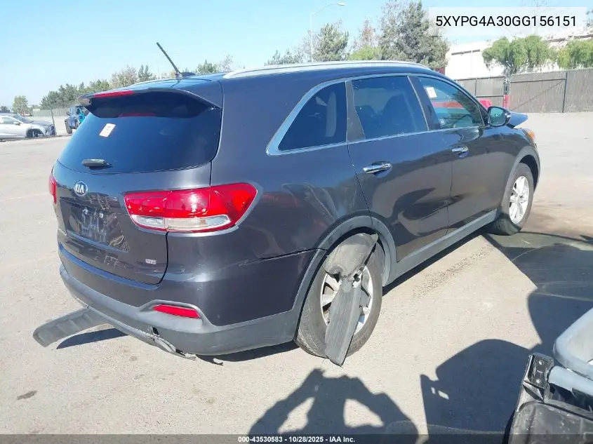 5XYPG4A30GG156151 2016 Kia Sorento 2.4L Lx
