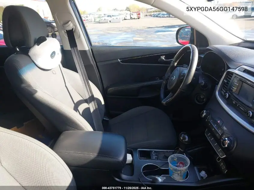 5XYPGDA56GG147598 2016 Kia Sorento 3.3L Lx