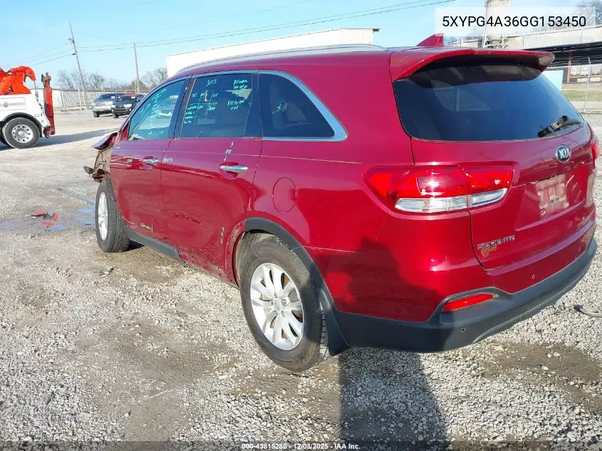 5XYPG4A36GG153450 2016 Kia Sorento 2.4L Lx