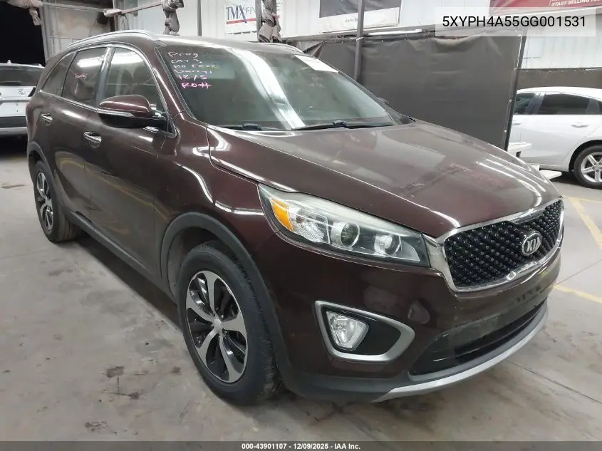 5XYPH4A55GG001531 2016 Kia Sorento 3.3L Ex