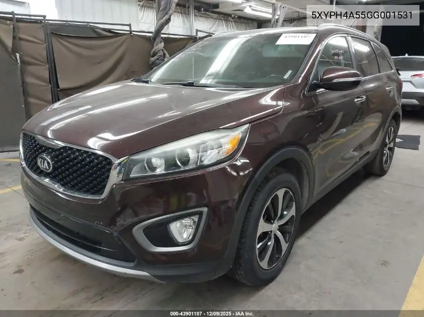 5XYPH4A55GG001531 2016 Kia Sorento 3.3L Ex