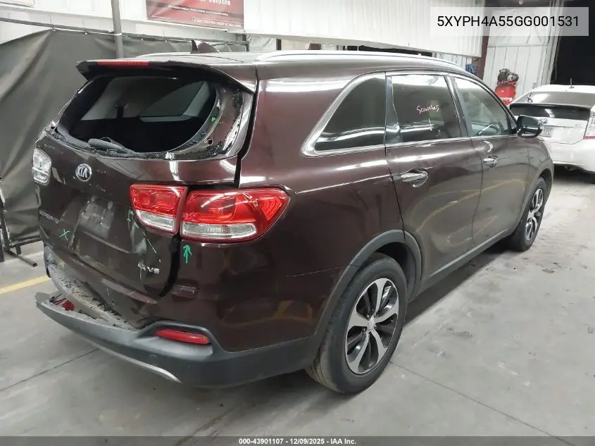 5XYPH4A55GG001531 2016 Kia Sorento 3.3L Ex