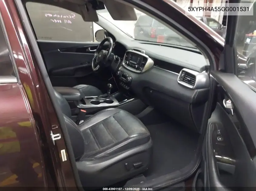 5XYPH4A55GG001531 2016 Kia Sorento 3.3L Ex