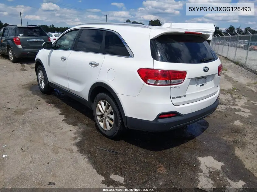 2016 Kia Sorento 2.4L Lx VIN: 5XYPG4A3XGG126493 Lot: 45371620