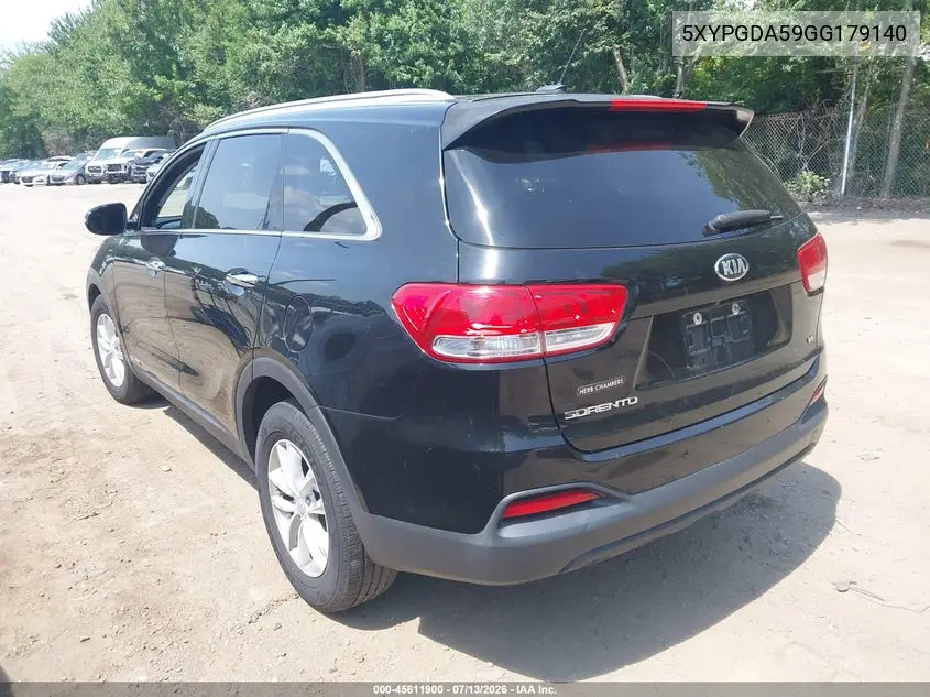 2016 Kia Sorento 3.3L Lx VIN: 5XYPGDA59GG179140 Lot: 45611900