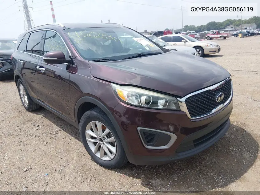 2016 Kia Sorento 2.4L Lx VIN: 5XYPG4A38GG056119 Lot: 45625301