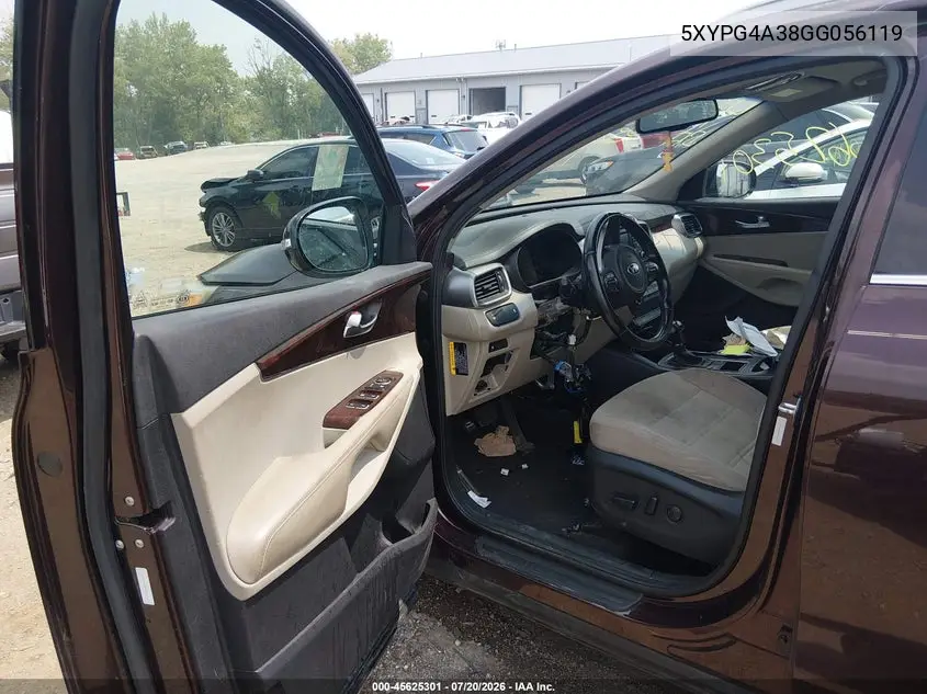 2016 Kia Sorento 2.4L Lx VIN: 5XYPG4A38GG056119 Lot: 45625301