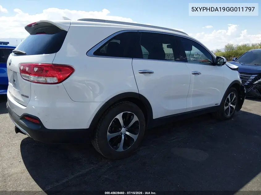 2016 Kia Sorento 2.0T Ex VIN: 5XYPHDA19GG011797 Lot: 45639460