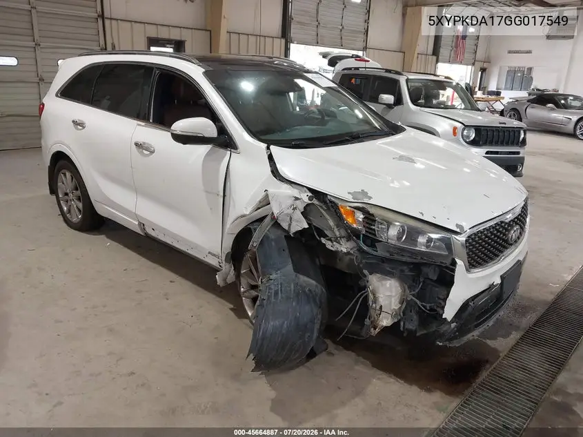 2016 Kia Sorento 2.0T Sxl VIN: 5XYPKDA17GG017549 Lot: 45664887