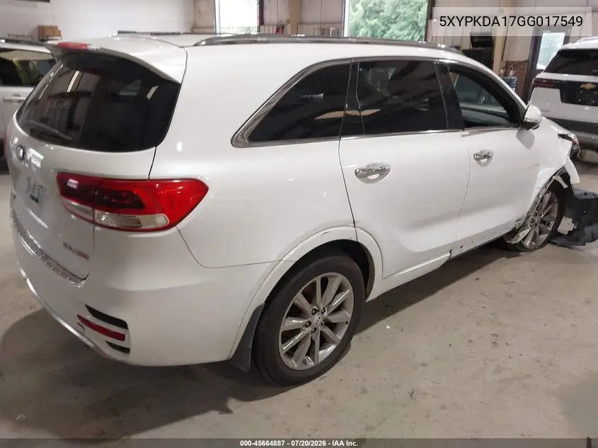 2016 Kia Sorento 2.0T Sxl VIN: 5XYPKDA17GG017549 Lot: 45664887