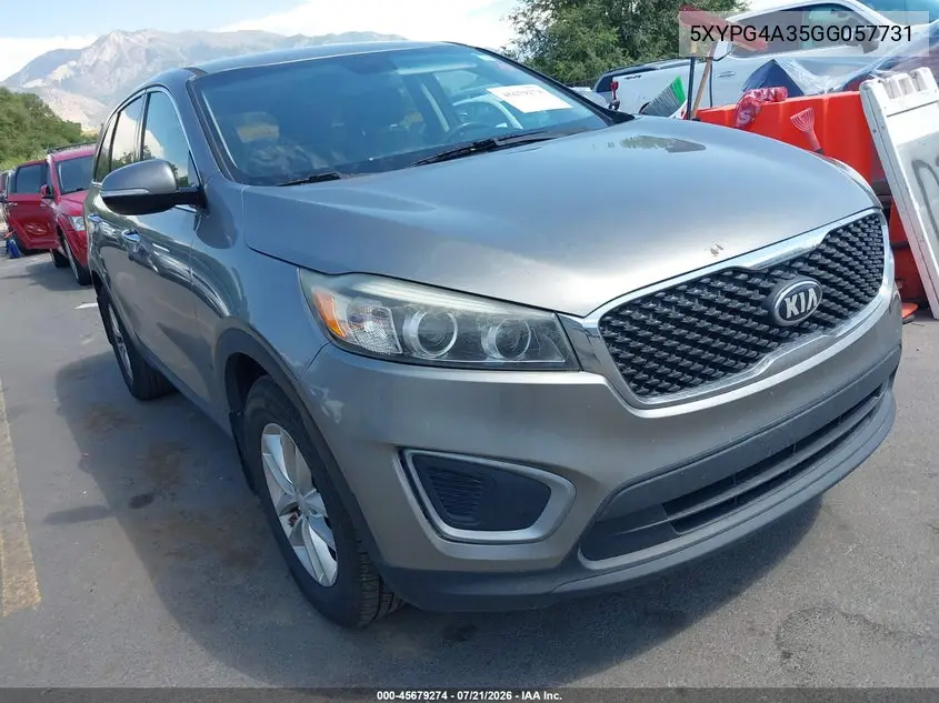 2016 Kia Sorento 2.4L L VIN: 5XYPG4A35GG057731 Lot: 45679274