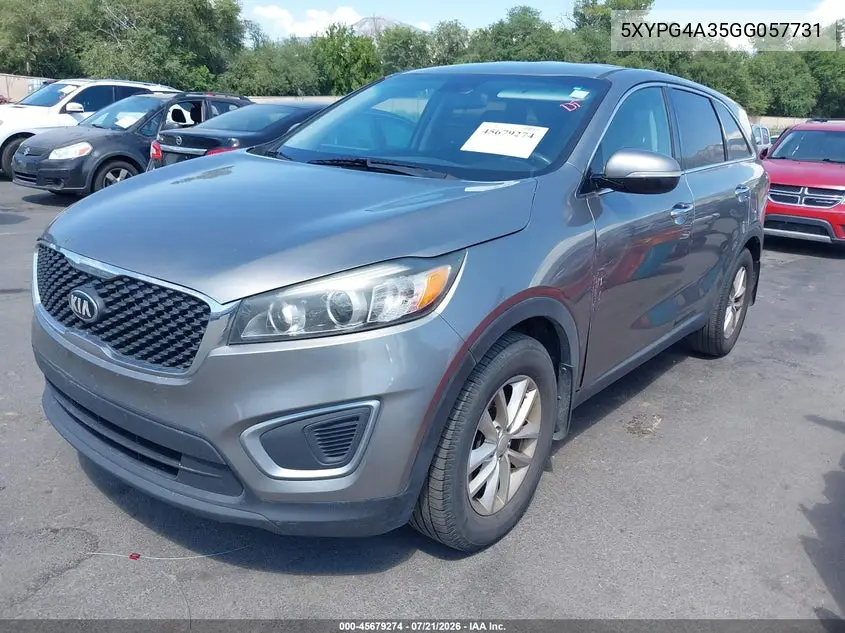 2016 Kia Sorento 2.4L L VIN: 5XYPG4A35GG057731 Lot: 45679274
