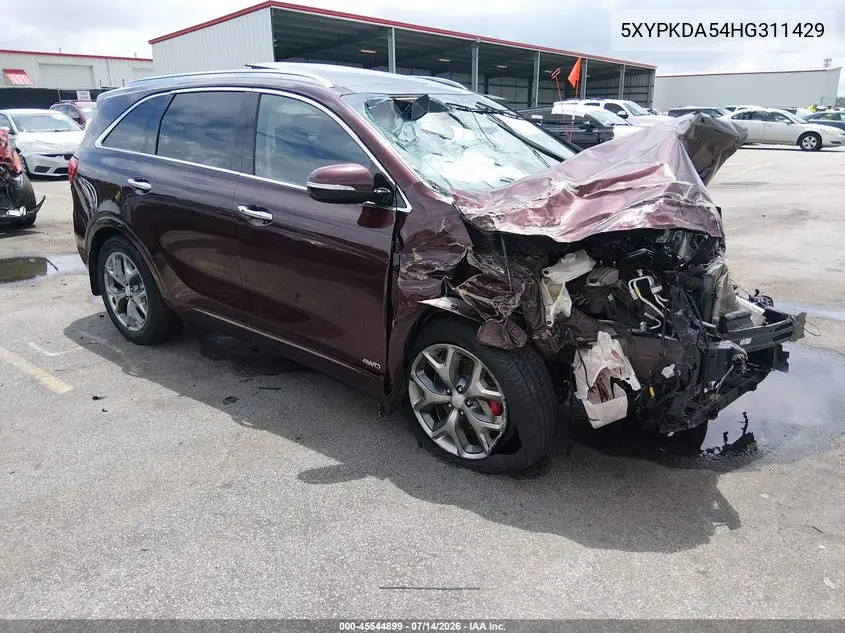 2017 Kia Sorento 3.3L Sx VIN: 5XYPKDA54HG311429 Lot: 45544899