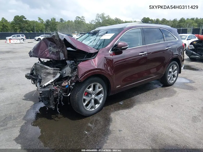 2017 Kia Sorento 3.3L Sx VIN: 5XYPKDA54HG311429 Lot: 45544899