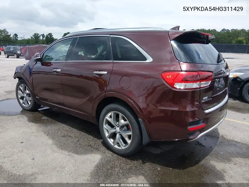 2017 Kia Sorento 3.3L Sx VIN: 5XYPKDA54HG311429 Lot: 45544899