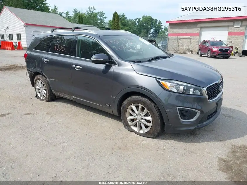 2017 Kia Sorento 2.4L Lx VIN: 5XYPGDA38HG295316 Lot: 45548220