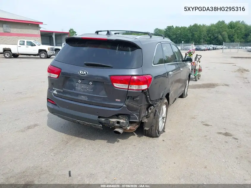 2017 Kia Sorento 2.4L Lx VIN: 5XYPGDA38HG295316 Lot: 45548220