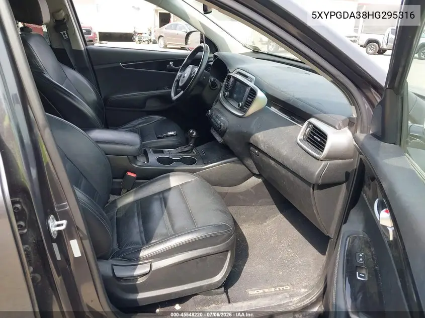 2017 Kia Sorento 2.4L Lx VIN: 5XYPGDA38HG295316 Lot: 45548220