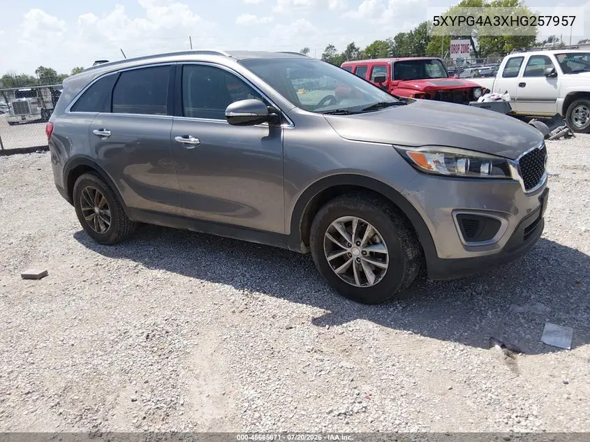 2017 Kia Sorento 2.4L Lx VIN: 5XYPG4A3XHG257957 Lot: 45665671