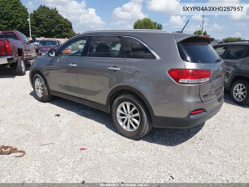 2017 Kia Sorento 2.4L Lx VIN: 5XYPG4A3XHG257957 Lot: 45665671