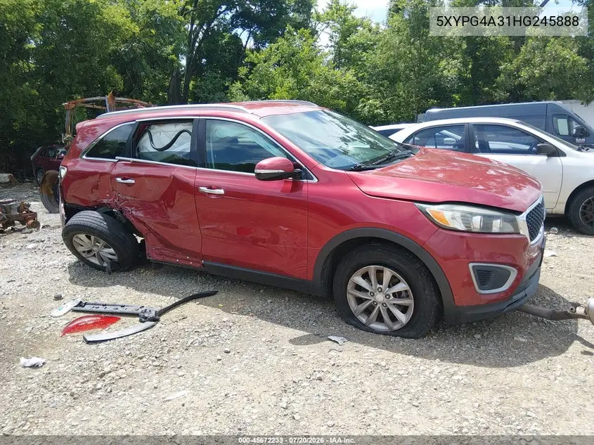 2017 Kia Sorento 2.4L Lx VIN: 5XYPG4A31HG245888 Lot: 45672233