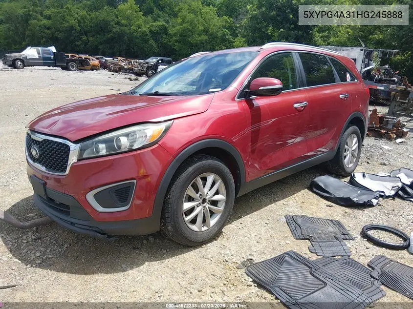 2017 Kia Sorento 2.4L Lx VIN: 5XYPG4A31HG245888 Lot: 45672233