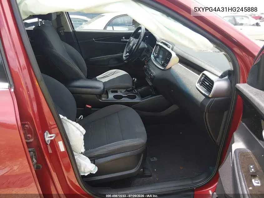 2017 Kia Sorento 2.4L Lx VIN: 5XYPG4A31HG245888 Lot: 45672233