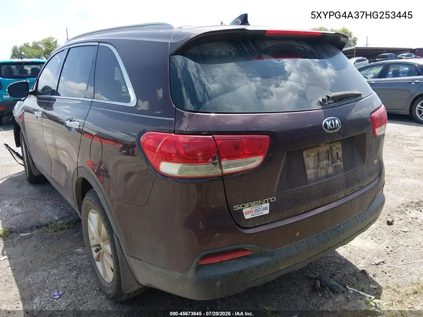2017 Kia Sorento 2.4L Lx VIN: 5XYPG4A37HG253445 Lot: 45673645