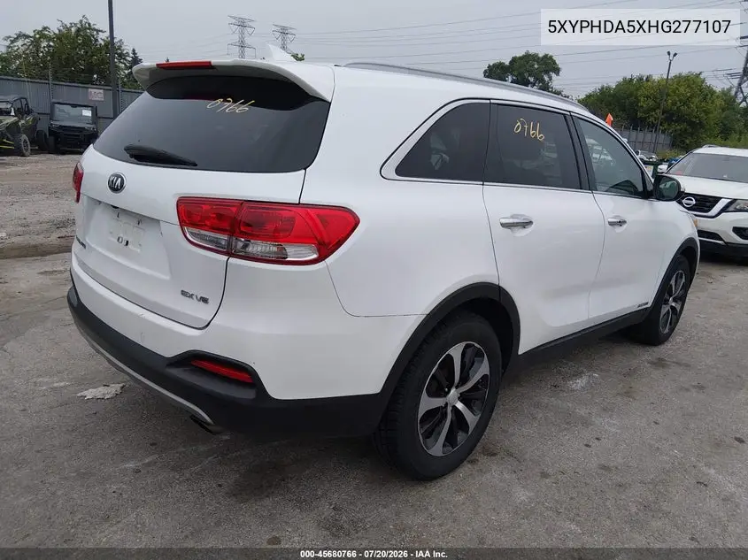 2017 Kia Sorento 3.3L Ex VIN: 5XYPHDA5XHG277107 Lot: 45680766