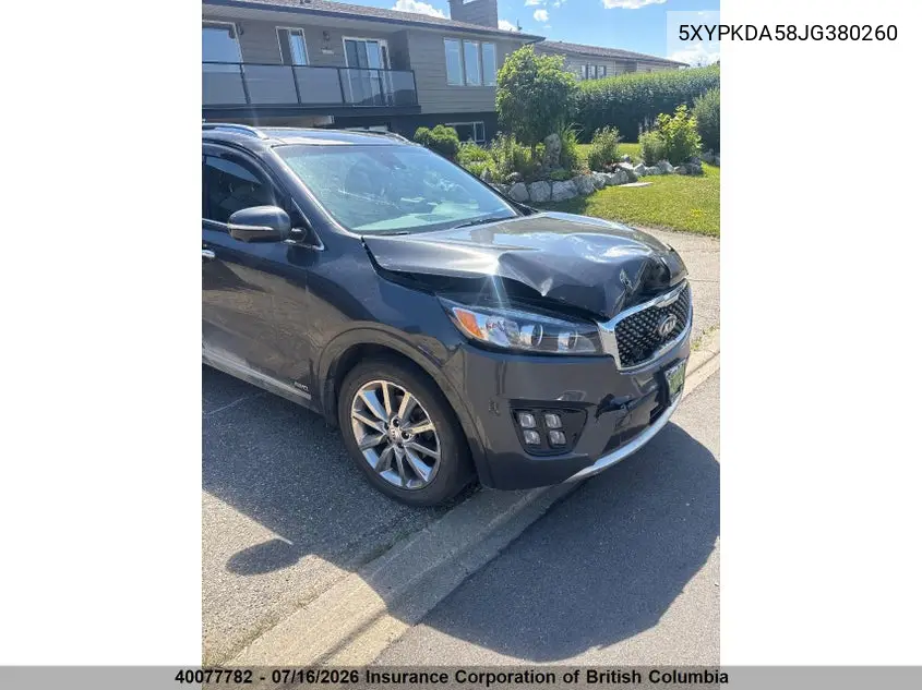 2018 Kia Sorento Sx/Sx Limited VIN: 5XYPKDA58JG380260 Lot: 40077782