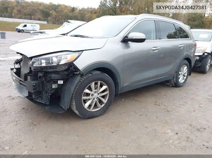 5XYPGDA34JG427381 2018 Kia Sorento 2.4L Lx
