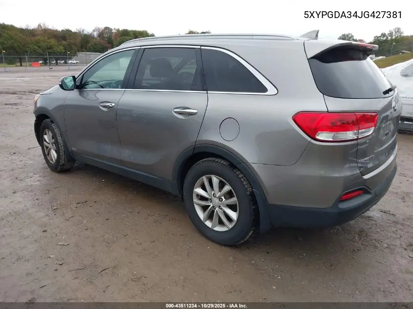 5XYPGDA34JG427381 2018 Kia Sorento 2.4L Lx