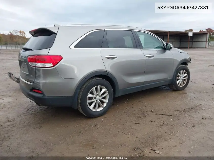 5XYPGDA34JG427381 2018 Kia Sorento 2.4L Lx