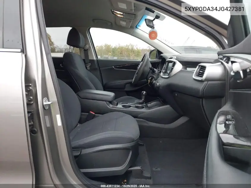 5XYPGDA34JG427381 2018 Kia Sorento 2.4L Lx
