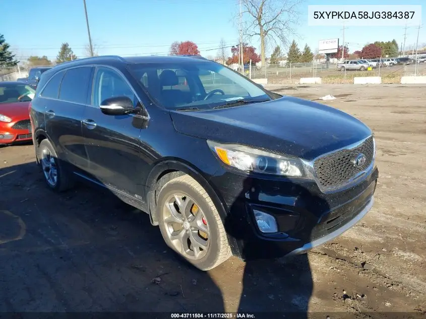 5XYPKDA58JG384387 2018 Kia Sorento 3.3L Sx