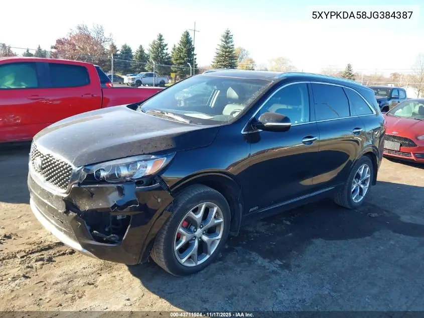 5XYPKDA58JG384387 2018 Kia Sorento 3.3L Sx