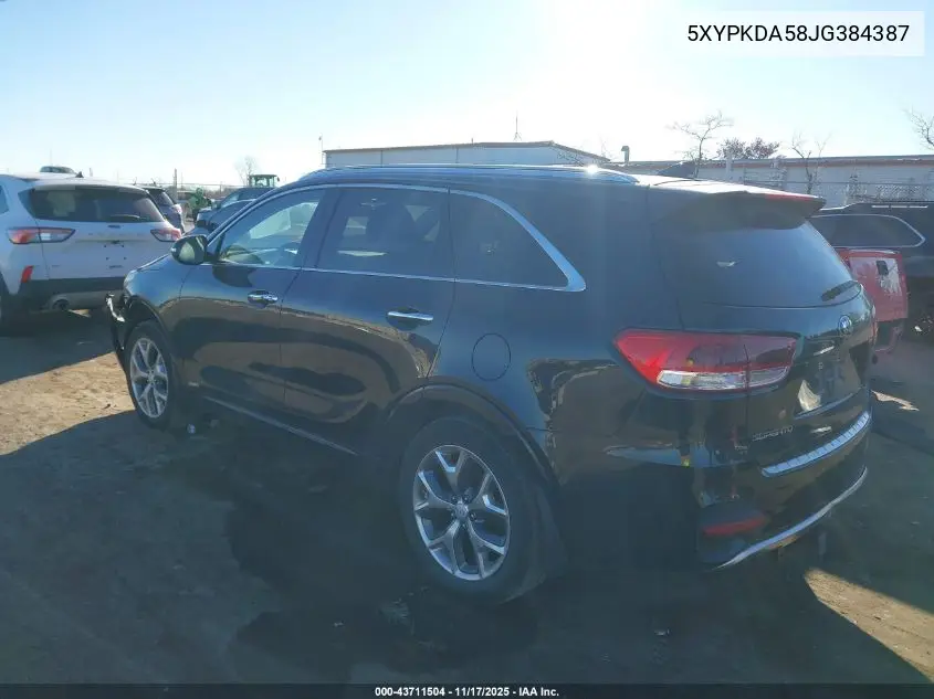 5XYPKDA58JG384387 2018 Kia Sorento 3.3L Sx