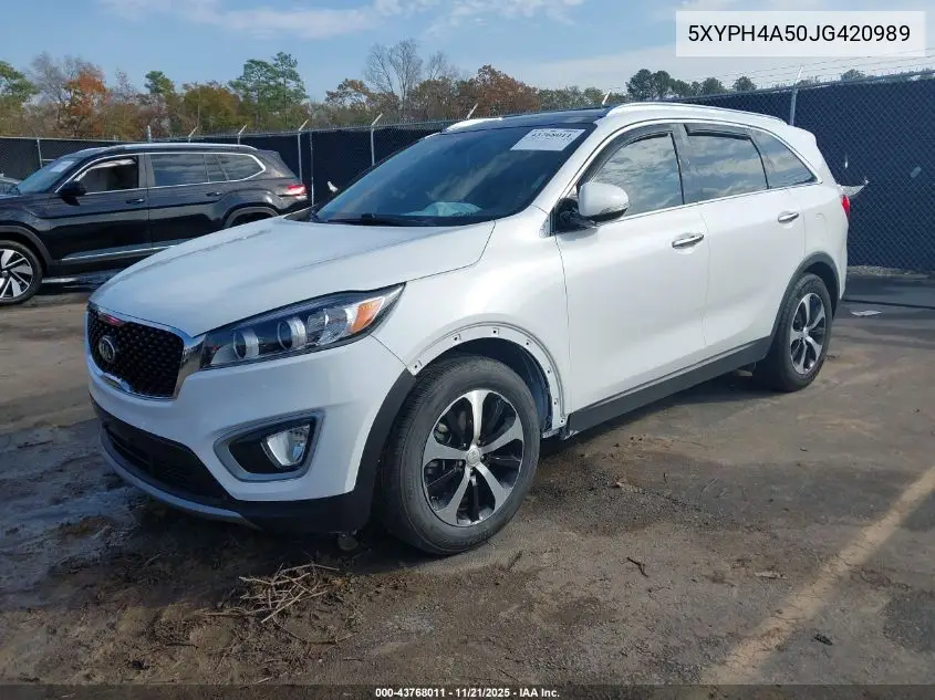 5XYPH4A50JG420989 2018 Kia Sorento 3.3L Ex