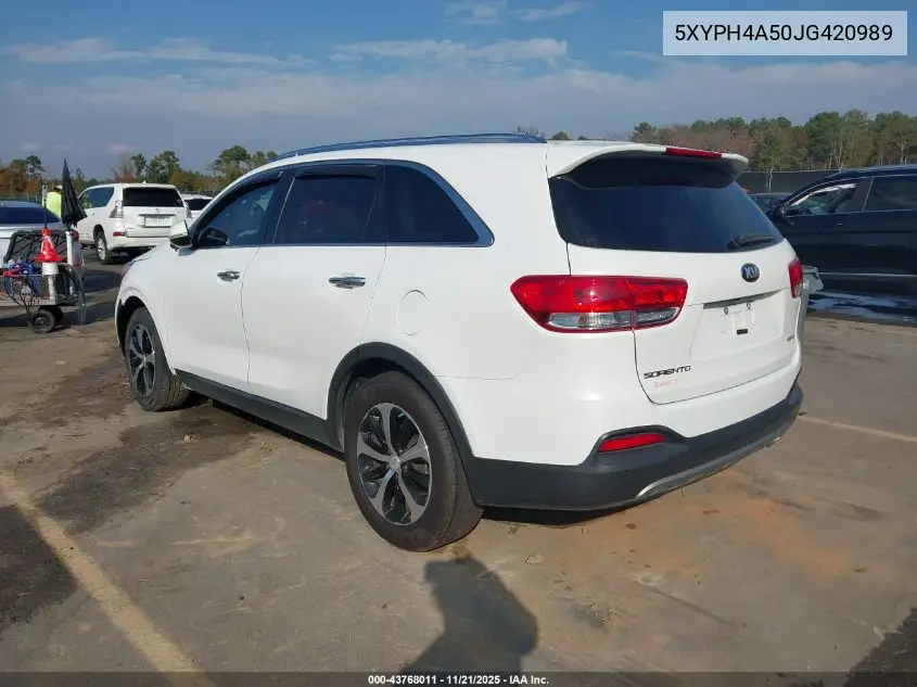 5XYPH4A50JG420989 2018 Kia Sorento 3.3L Ex