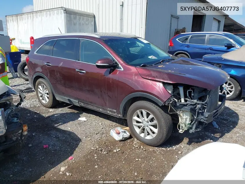 2018 Kia Sorento 3.3L Lx VIN: 5XYPGDA57JG407773 Lot: 45640608