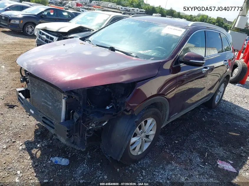 2018 Kia Sorento 3.3L Lx VIN: 5XYPGDA57JG407773 Lot: 45640608