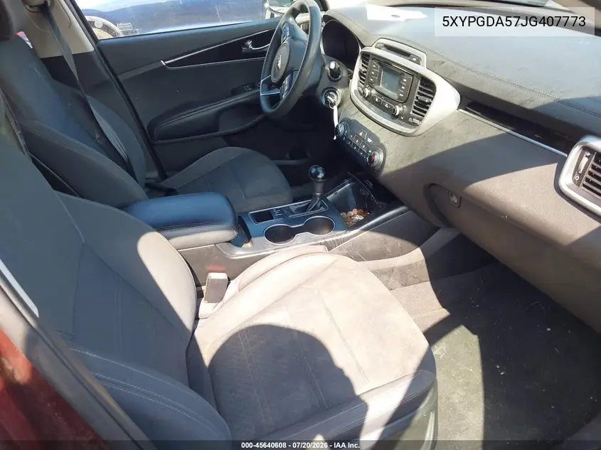 2018 Kia Sorento 3.3L Lx VIN: 5XYPGDA57JG407773 Lot: 45640608