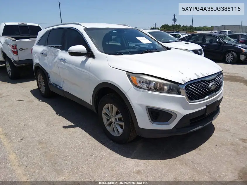 2018 Kia Sorento 2.4L Lx VIN: 5XYPG4A38JG388116 Lot: 45643461