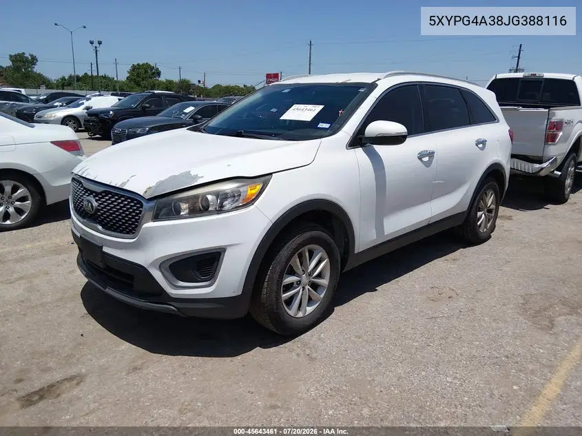 2018 Kia Sorento 2.4L Lx VIN: 5XYPG4A38JG388116 Lot: 45643461