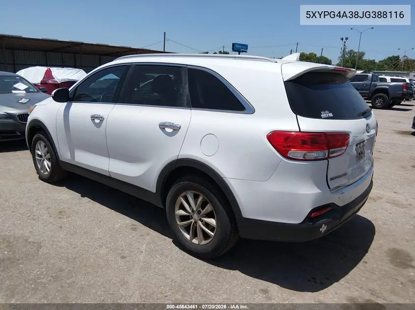 2018 Kia Sorento 2.4L Lx VIN: 5XYPG4A38JG388116 Lot: 45643461