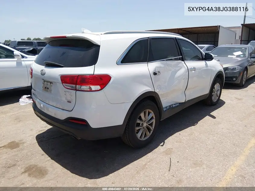 2018 Kia Sorento 2.4L Lx VIN: 5XYPG4A38JG388116 Lot: 45643461