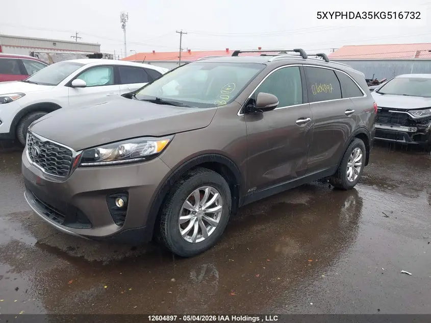 2019 Kia Sorento VIN: 5XYPHDA35KG516732 Lot: 12604897