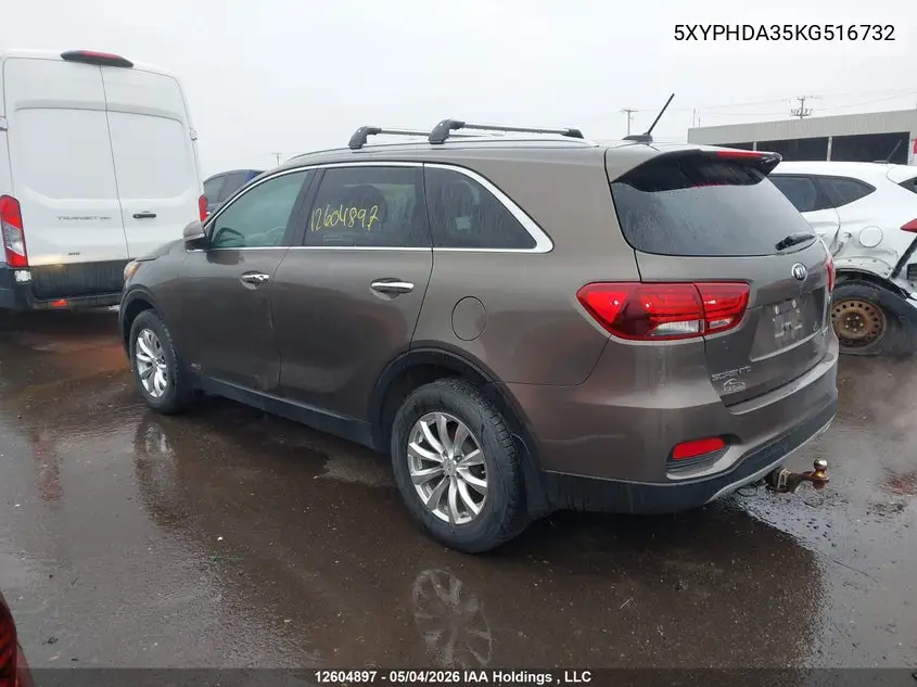 2019 Kia Sorento VIN: 5XYPHDA35KG516732 Lot: 12604897