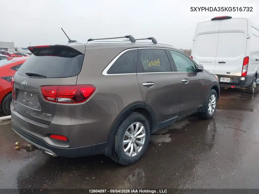 2019 Kia Sorento VIN: 5XYPHDA35KG516732 Lot: 12604897